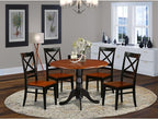 East West Furniture DLQU5-BCH-W 5 Piece Dining Room Furniture Set Includes a Round Kitchen Table with Dropleaf and 4 Dining Chairs, 42x42 Inch, Black & Cherry