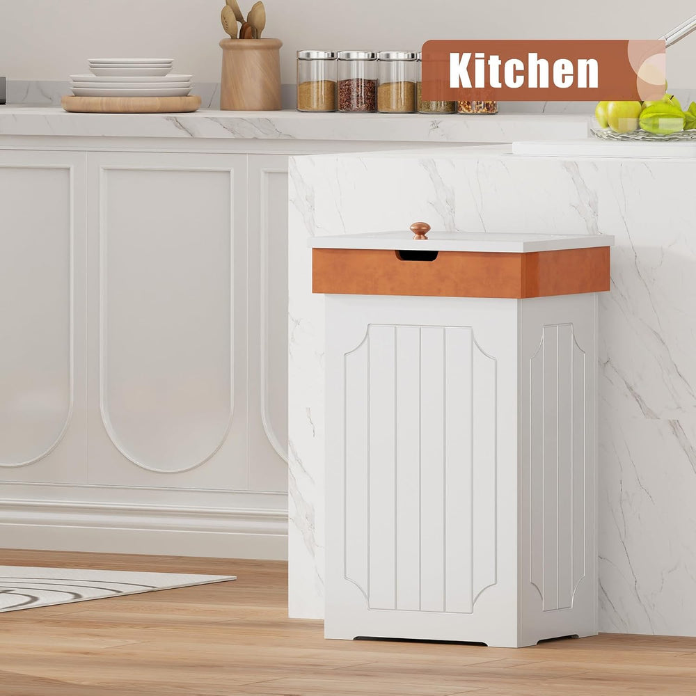 Function Home Trash Can Cabinet, 13 Gallon Kitchen Garbage Can, Wood Recyclin...