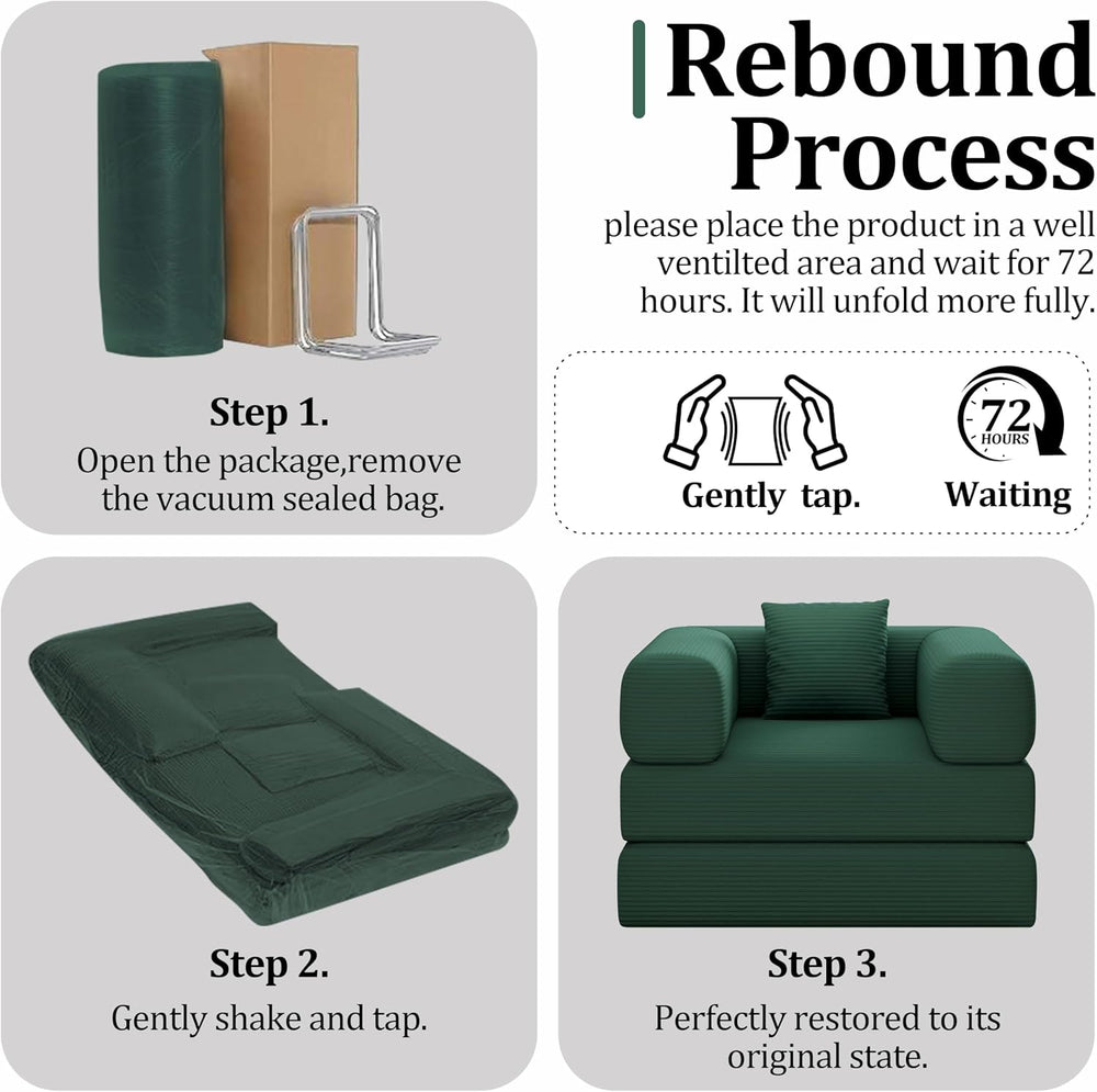 Single Couch Sofa for Small Spaces, 2-in-1 Single Sofa with Soft Corduroy Fol...