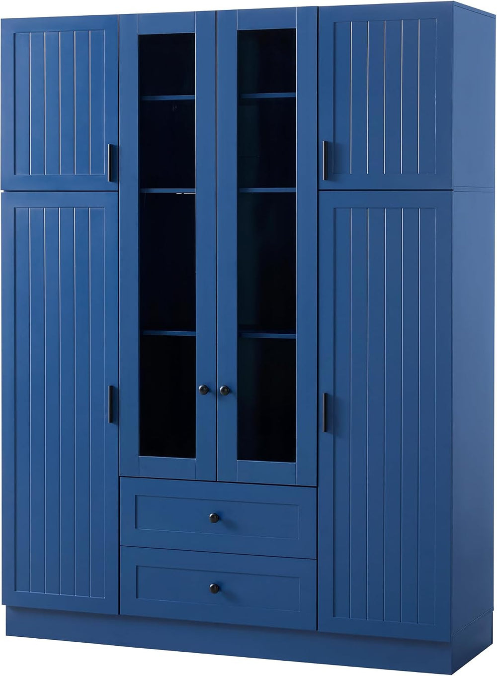 Modern Pantry Storage Cabinet with Adjustable Shelves and Drawers, 6 Doors Wo...