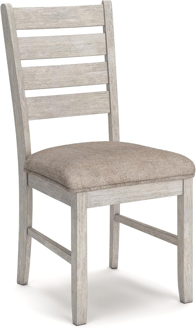Signature Design by Ashley Skempton Cottage Dining 7 Piece Set – Rectangular Table & 6 Upholstered Chairs | Coastal Chic Meets Farmhouse, Whitewash