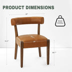 Modern Dining Chairs Set of 4, Faux Leather Upholstered Kitchen & Dining Room Chairs, Mid Century Modern Wooden Dining Chairs Oversized Sturdy Rounded Chairs Curved Back, Brown