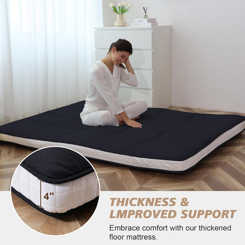 Japanese Floor Mattress - Extra Thick Foldable Twin Size Futon Mattress - Mem...