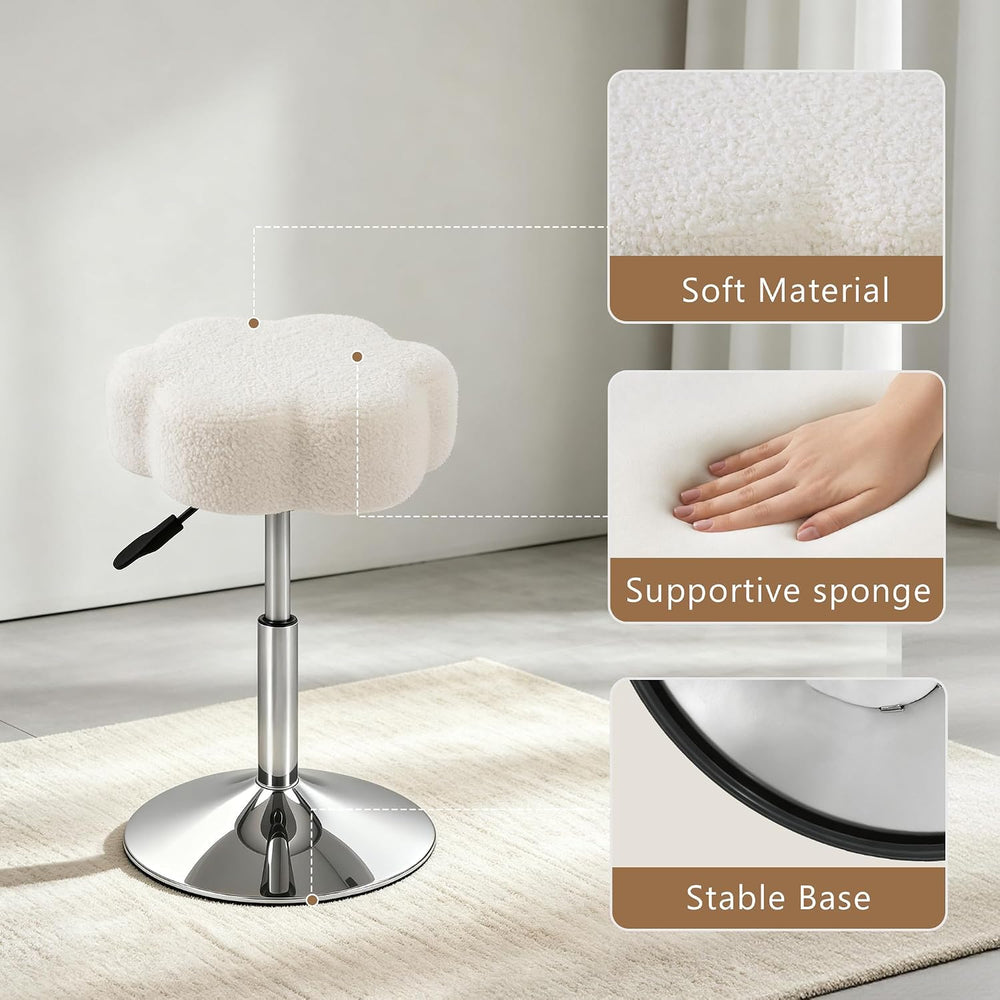 LITZFUR Adjustable Vanity Stool, Swivel Makeup Chair for Vanity, White | Flow...