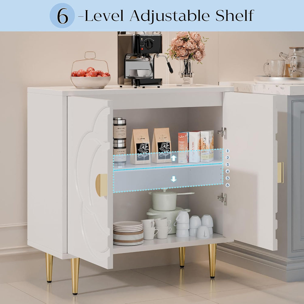 TOLEAD Storage Cabinet, Modern Cabinet with Decorative Flower Pattern Doors, ...