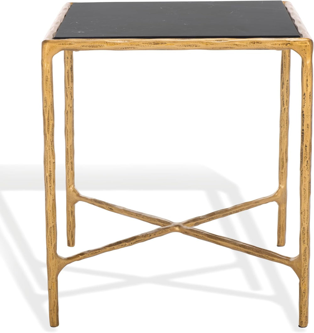 SAFAVIEH Couture Collection Jessa Brass Base & Black Marble Top Square En...