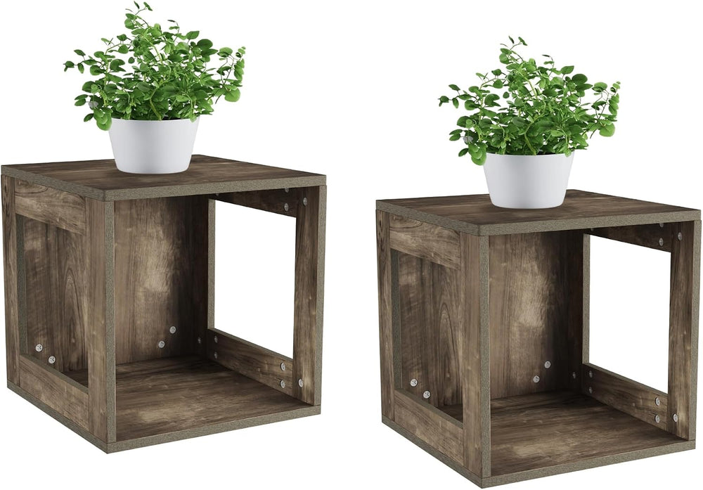 Lavish Home Side Table with Storage - Set of 2 Minimalist Modern Nightstand o...