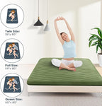 Japanese Floor Mattress, 100% High Density Comfortable Foam, 4" Thicken Foldable Mattress Tatami Mat Sleeping Pad, Ideal for Comfort and Support, Kids Floor Lounger Pillow Bed Sofa, Green, Twin