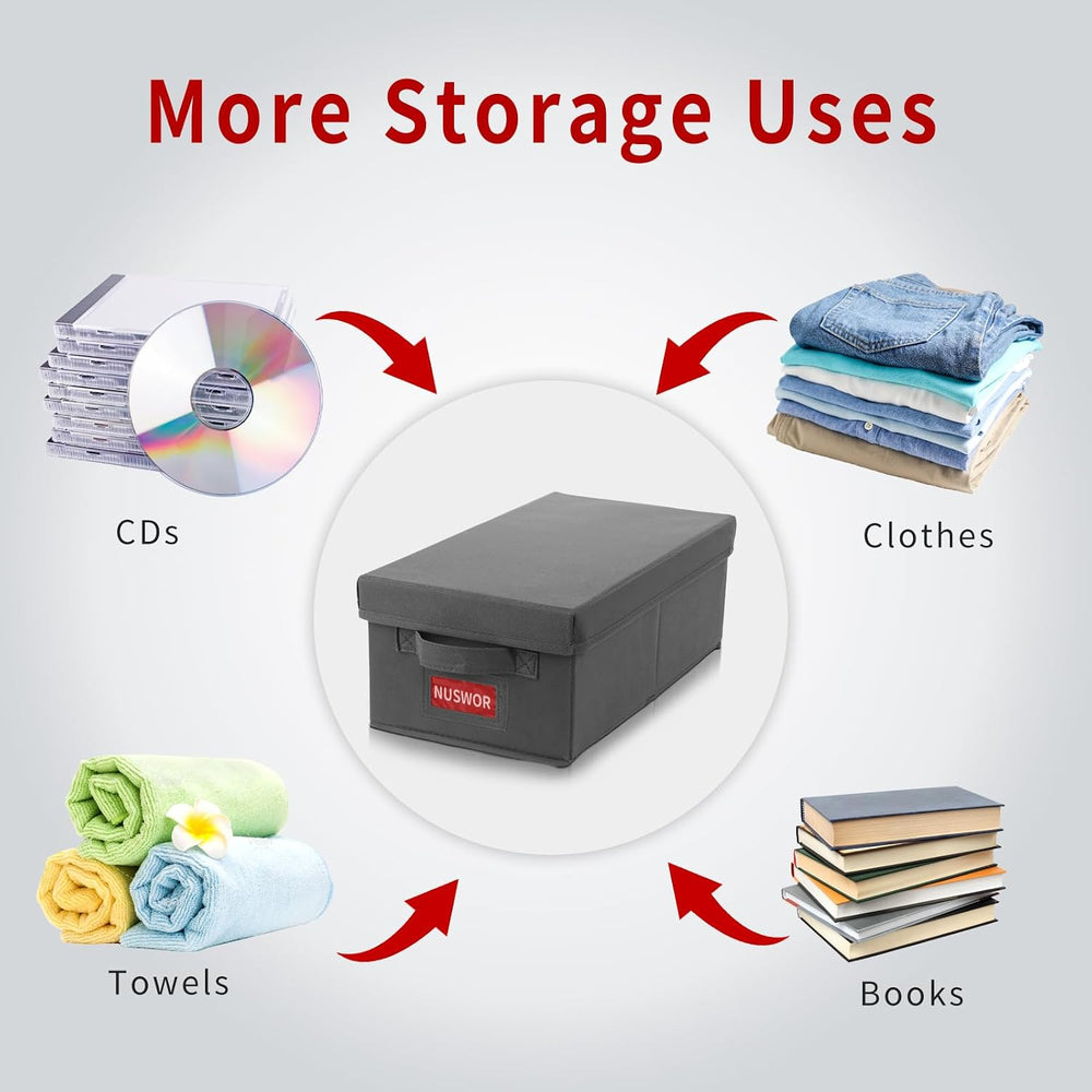 NUSWOR DVD Storage Box - DVD Storage Solutions 4Pack- Grey | Stackable DVD Ca...