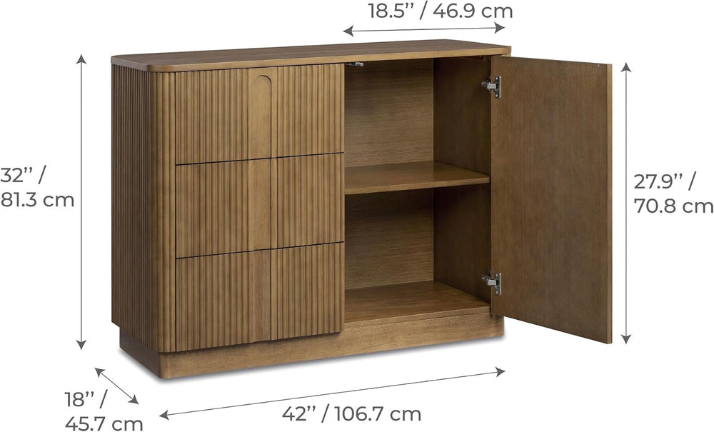 Teamson Home 42'' W Scandinavian Style Sideboard with 3 Drawer 1 Door...