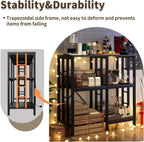 METYERRY Adjustable Kitchen Bakers Rack with Power Outlet,4-Tier Microwave Stand Kitchen Cart,Mini Fridge Stand with Storage,Bar Cabinet,Suitable for Office,Coffee Bar,Living Room,Patio, Black