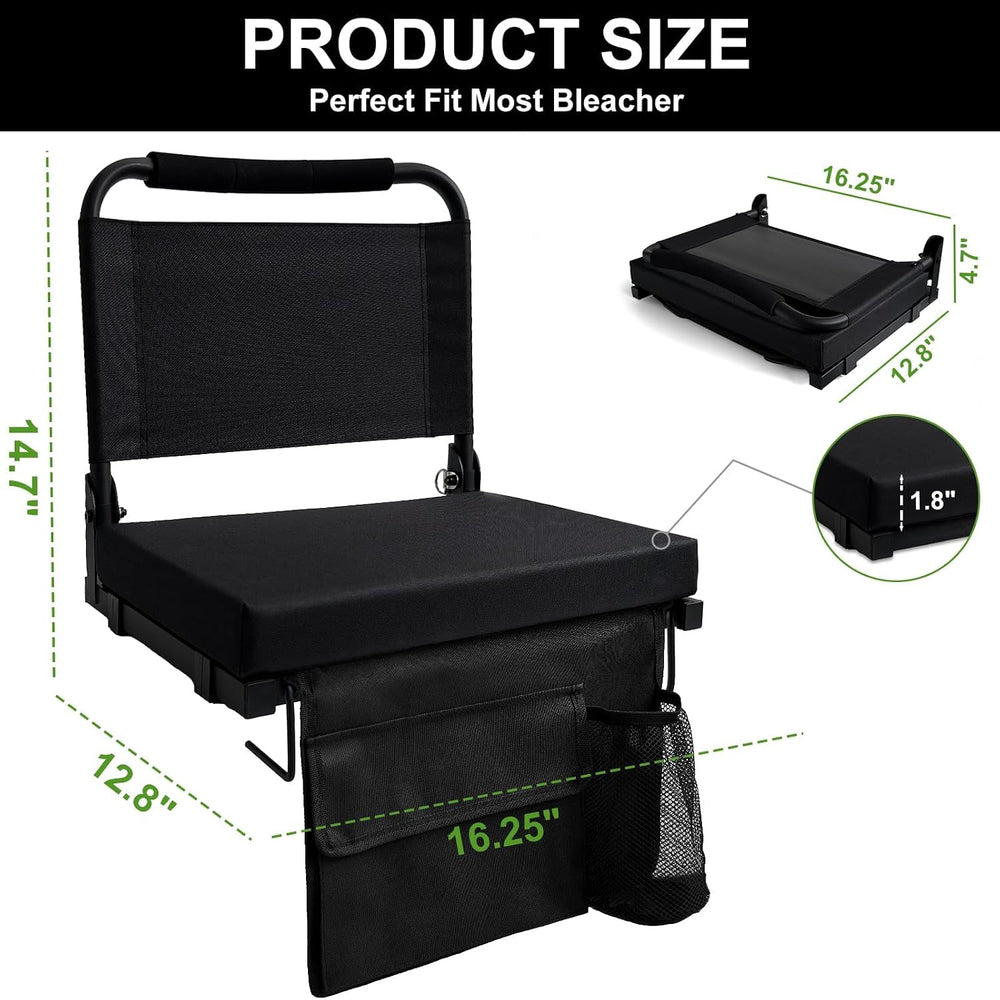 Stadium Seats for Bleachers with Back Support, 2 Pack Folding Bleacher Chairs...
