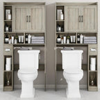 Farmhouse Storage Cabinet Over Toilet with 2 Barn Doors & Toilet Paper Holder Stand, Space-Saving Bathroom Rack