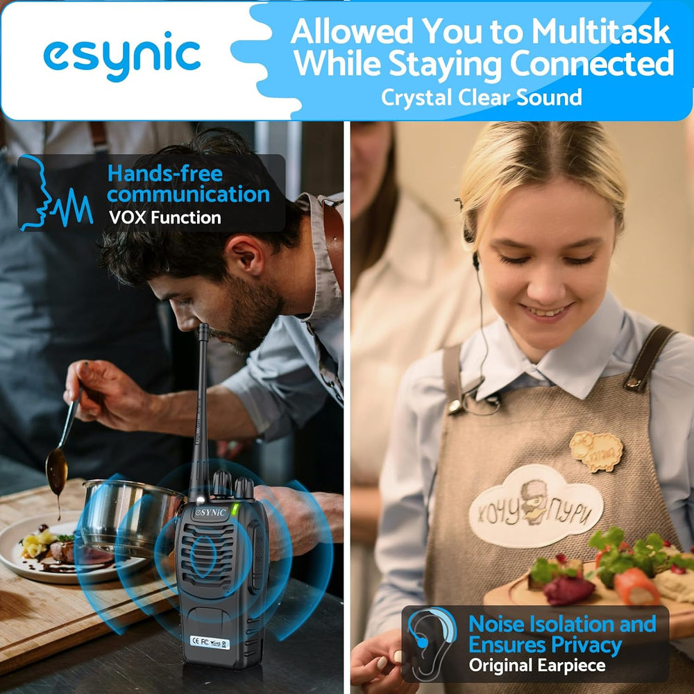 eSynic 3-Pack Rugged Walkie Talkies-Up to 3 Miles Long Range Talking