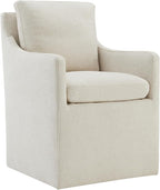 Upholstered Dining Chairs with Casters Modern Accent Armchair with Rollers for Diningroom Bedroom Livingroom Reading Room