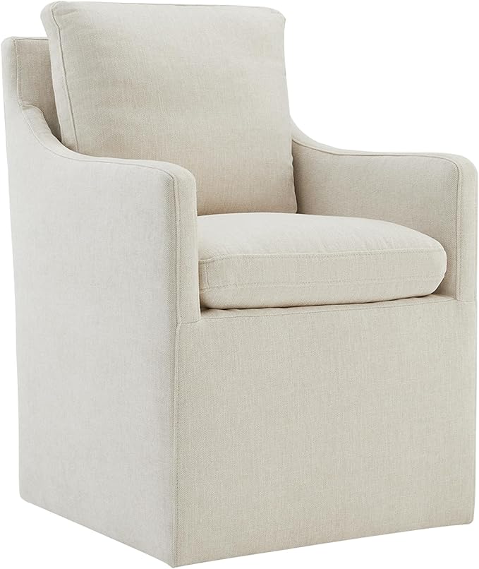 Upholstered Dining Chairs with Casters Modern Accent Armchair with Rollers for Diningroom Bedroom Livingroom Reading Room