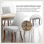 Grey Dining Chairs Set of 8，Linen Channel Tufted Kitchen Dining Room Chair with Curved Solid Wood Legs, Comfortable Fabric Upholstered Dining Chair for Dining Room, (Grey, 8pc)