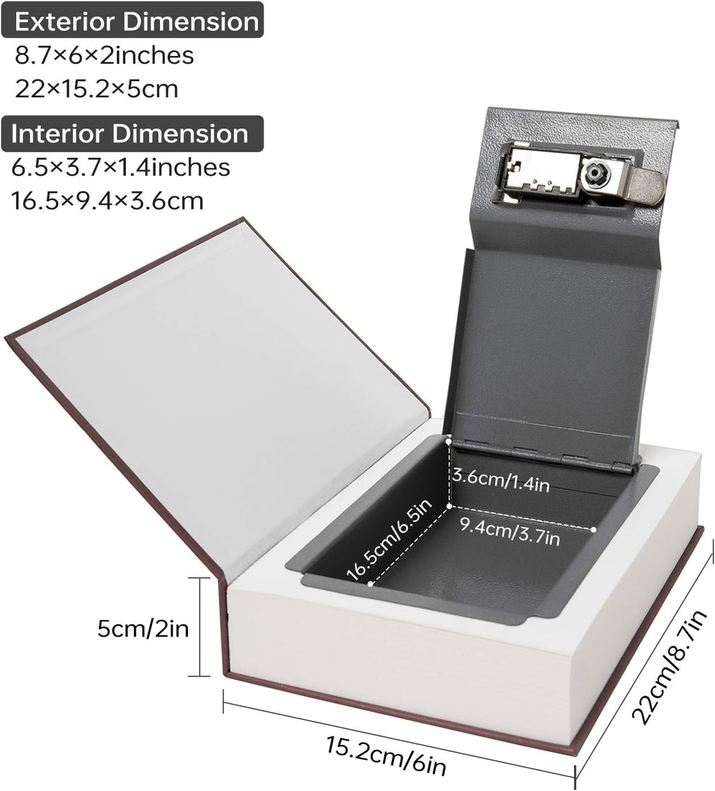 Real Paper Transfer Book Safe, Hollow with Secret Hidden Compartment, Combination Lock, 8.7"×6"×2" (Bible-Combination)