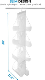 ZOBER Hanging Purse Organizer, Breathable Nonwoven Handbag Organizer, 8 Easy Access Clear Vinyl Pockets, White, 48 L x 12 W