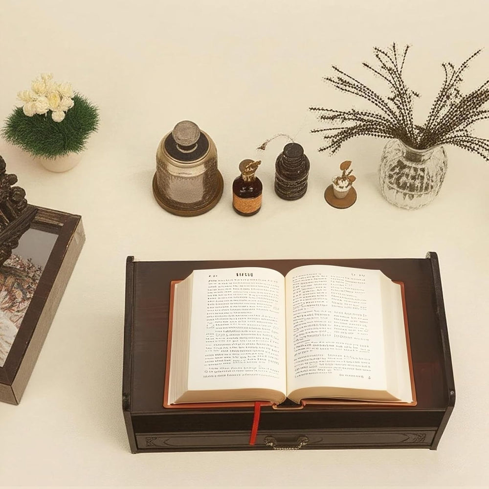 Meditation Table Altar,Small Altar Table,Hand Carved Natural Brown Wood Small...