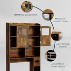 Over Toilet Storage Cabinet, 67 Inch Wall Mounted Tall Cabinet, Freestanding Bathroom Organizer Shelf for Bathroom, Brown