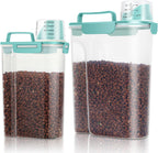 TBMax Dog Food Storage Containers 2 Pack 8 to 10 Lbs, Airtight Pet Food Container Dispenser with Large Spout & Portable Handle, Travel Dog Treat Cat Food Storage Bin Bird Seed Container -Cyan