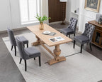 KCC Velvet Dining Chairs Set of 4, Upholstered High-end Tufted Dining Room Chair with Nailhead Back Ring Pull Trim Solid Wood Legs, Nikki Collection Modern Style for Kitchen, Grey