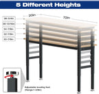 WORKPRO 72" Adjustable Workbench, 3000 LBS Load Capacity Hardwood Garage Workbench with Power Outlets, Rubberwood Top Heavy-Duty Workstation for Workshop, Garage