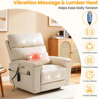 Triple Motor Power Lift Recliner Chair for Elderly, Lay Flat Lift Chair | Power Headrest, Vibration Massage & Heat, Infinite Position, Pockets & USB, Lumbar Pillow, Cup Holders, Premium Leather,Beige