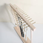 GemeShou Large necklace hanger shelf with 17 copper bars, Wooden jewelry storage organizer rack for hanger necklace bracelet, necklace display stand for boutique store【Marple】