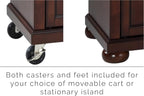 Crosley Furniture Alexandria Stone Top Small Portable Rolling Kitchen Island Storage Cart, Microwave Stand, Mahogany