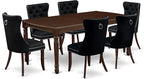 East West Furniture DODA7-MAH-24 7 Piece Dining Room Set Includes a Rectangle Kitchen Table with Butterfly Leaf and 6 Polyester Fabric Padded Chairs, 42x78 Inch, Mahogany