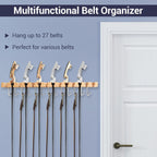 Belt Hanger Organizer for Closet: Ohuhu 2 in 1 Wall Mount Hanger 14 Slots+13 Hooks Storage Wooden Belt Organization 360 Degree Rotating Belt Display Holder for Belt Tie Scarf Accessories