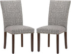 COLAMY Upholstered Parsons Dining Chairs Set of 2, Fabric Dining Room Kitchen Side Chair with Nailhead Trim and Wood Legs - Boho