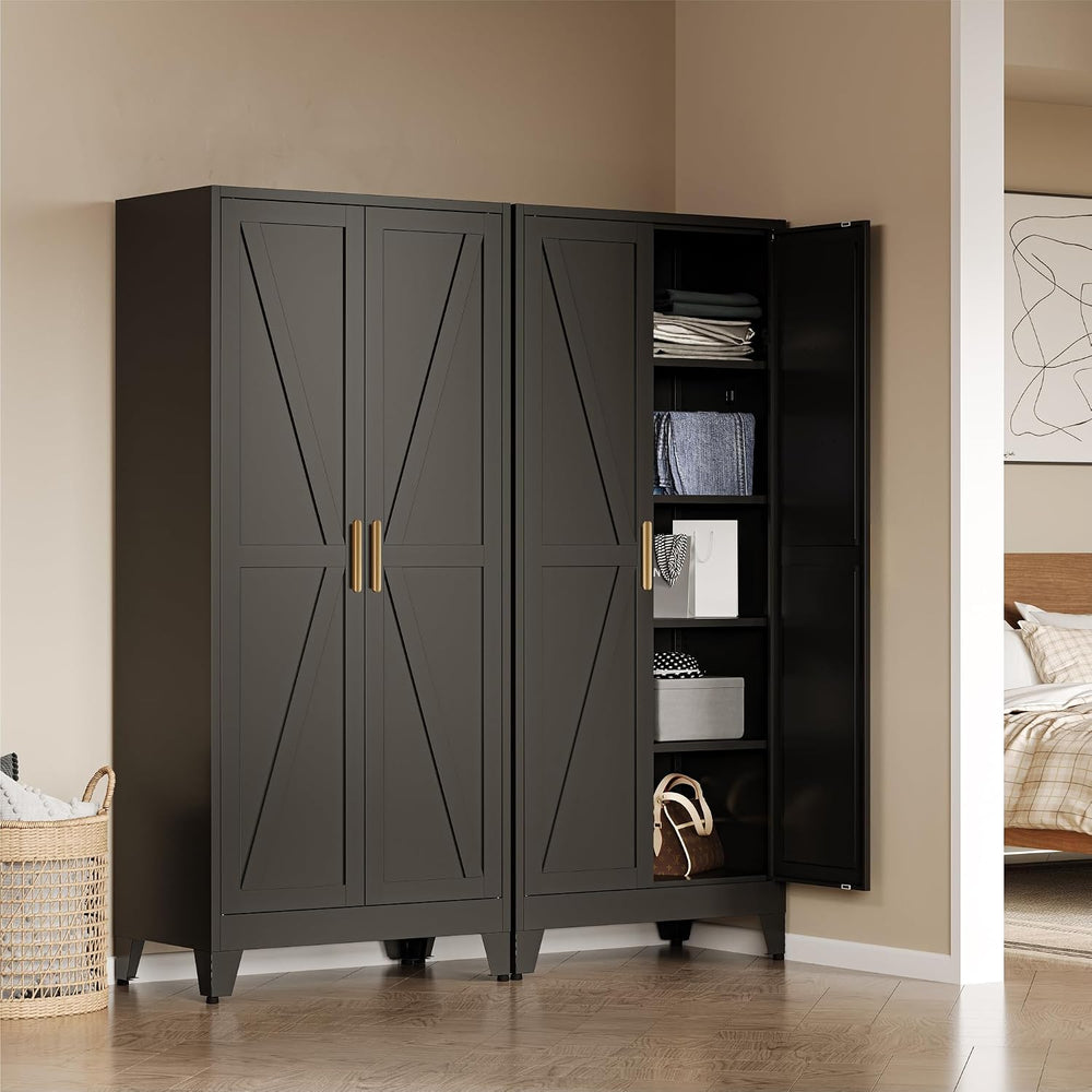 COFaR Metal Armoire Wardrobe Closet with Doors and Shelves & Hanging Rod,...