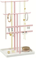 pickpiff Jewelry Stand Holder Organizer: 14.5" Sturdy Hanger for 80 Pcs Jewelry, Pink Jewlery Tower for Display Necklace, Earring, Bracelet, Watch