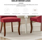 Modern Dining Chairs Set of 2, Mid Century Kitchen & Dining Room Chairs, Fabric Upholstered Kitchen Chairs with Wood Legs, Sillas de Comedor, Easy Assembly, Wine Red, 2 Pieces