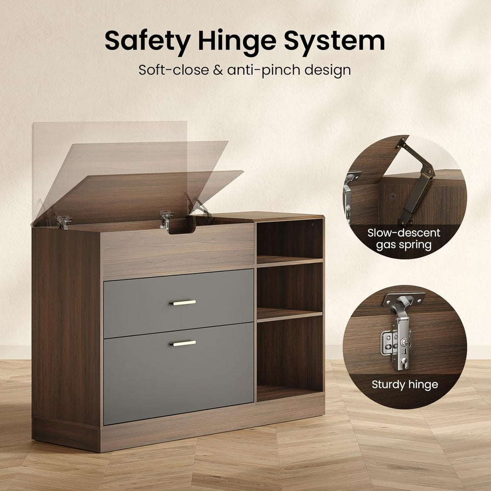 ModernMate Office File Cabinet w/ 2 Drawers, 47.2" Flip - Top Lateral Fi...