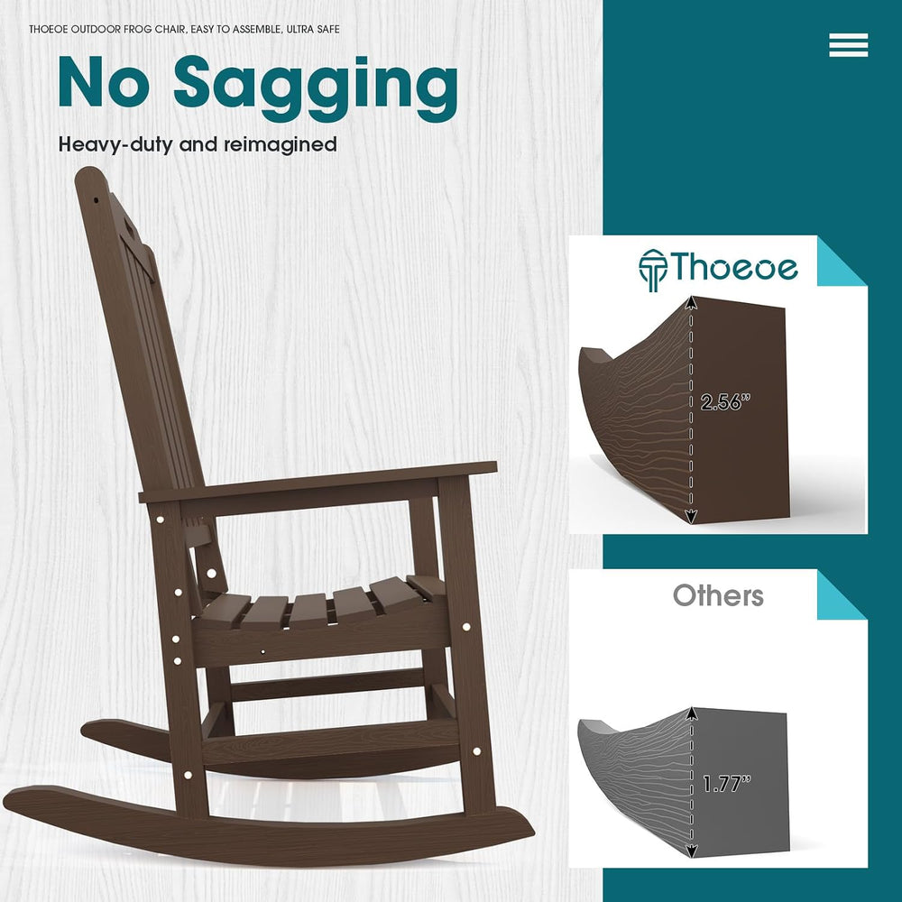 THOEOE Outdoor Rocking Chairs Set of 2, Oversized Patio Rocking Chair | HDPE ...