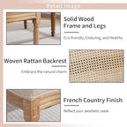 French Country Dining Chairs Set of 8, Cream Kitchen & Dining Room Chairs Set of 8, Ivory Rattan Dining Chairs, Cane Back, Wood Legs, Sillas De Comedor (Rattan, Beige, 8Pcs)