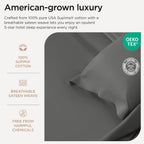 Threadmill Luxury Full Size Sheets | 656 Thread Count Certified Supima Cotton Sheets for Full Size Mattress | 5-Star Hotel Quality 4 Piece Bed Sheets with Extra Deep Pocket |Dark Grey Sheet