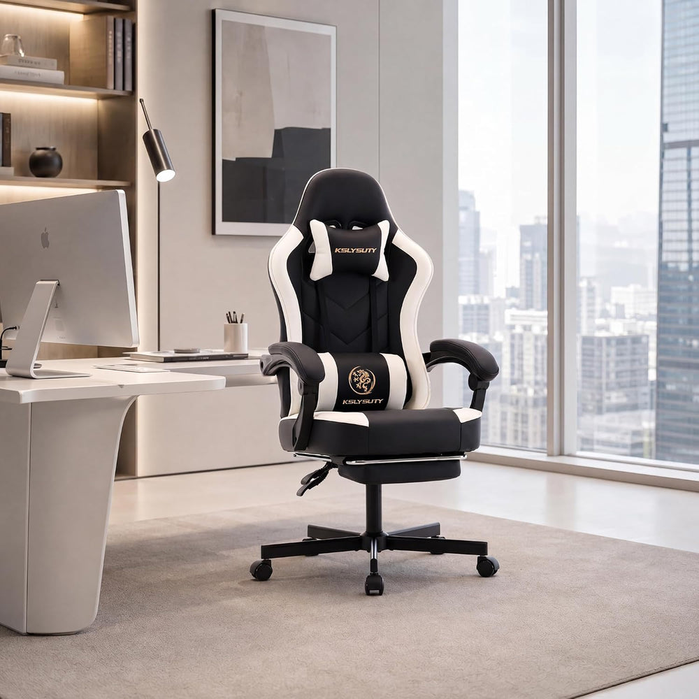 Desk Computer Gaming Chair - High Back Ergonomic Office Chair with Footrest a...