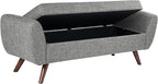 HomePop Modern Storage Bench with Wood Legs Home Décor|Bench with Storage for Living Room & Bedroom - Gray Woven