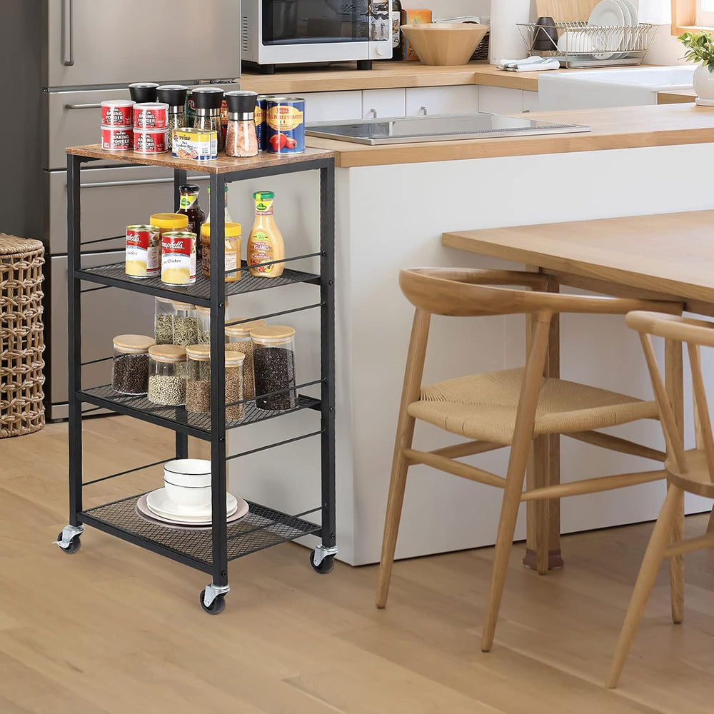 CADUKE Kitchen Storage Cart Baker's Rack 4-Tier Industrial Wood | Kitchen...