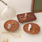Wooden Jewelry Display Tray, Mothers Day Gifts Presentation Tray, Organizer for Rings, Necklaces, Earrings, Catchall Holder, Trinket Dish, Key Tray (Oval)