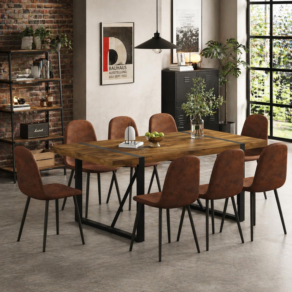 Dining Table Set for 8，Dining Room Table Set for 8，71'' Dark Wood Kit...