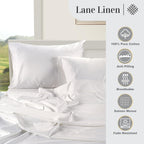 LANE LINEN King Size Pillow Case Set of 2 100% Egyptian Cotton Cases 1000 Thread Count Sateen White Cooling Cover - Perfect for Home Hotels & Hospital Use
