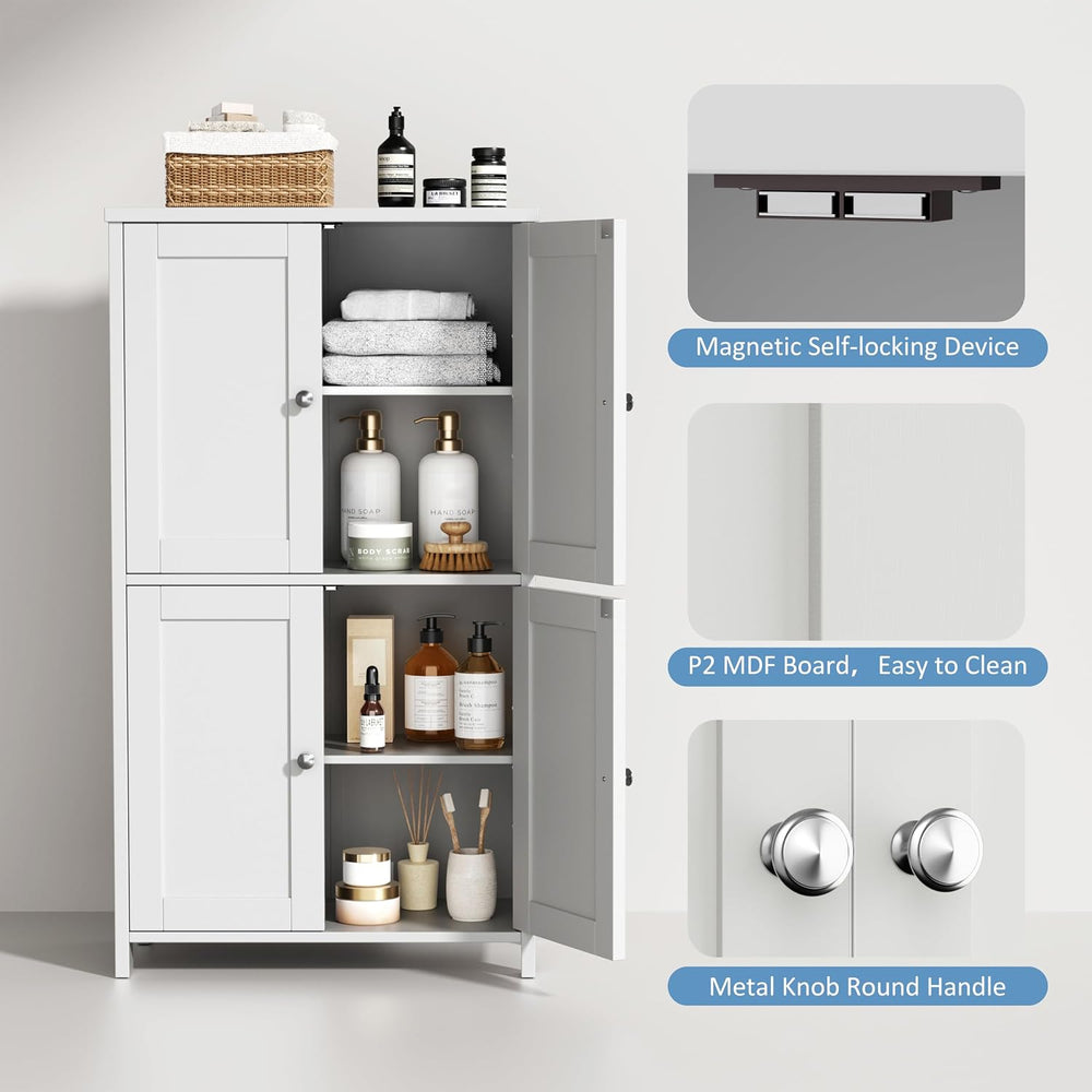 Shintenchi Bathroom Storage Cabinet with Doors and Shelves, Floor Cabinets fo...