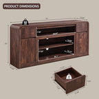 Modern TV Stand for 80 Inch TVs, 32"Tall Entertainment Center w/Storage Cabinet& drawers, Media Console Cabinet w/Soundbar & Adjustable Shelves for Living Room, Curved Profile Design, 70 inch (Brown)