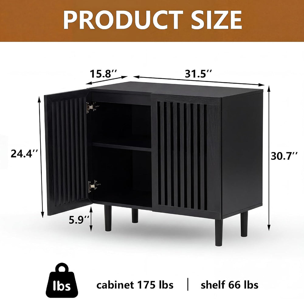 CHUWELL 31.5" Farmhouse Buffet Cabinet with Storage, Modern Black Sidebo...